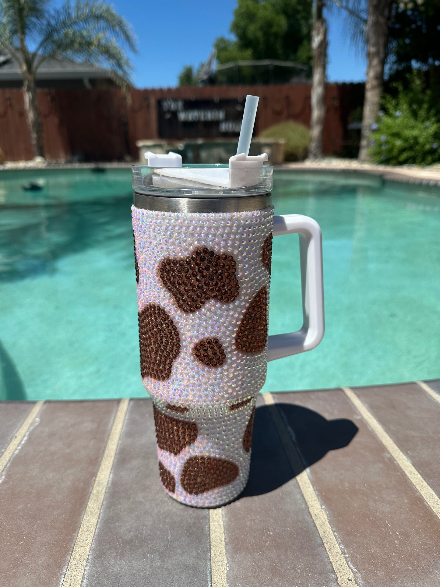 Cowprint Rhinestone Tumbler