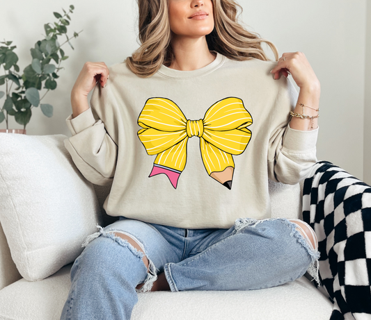 Tan Adult Pencil Crewneck