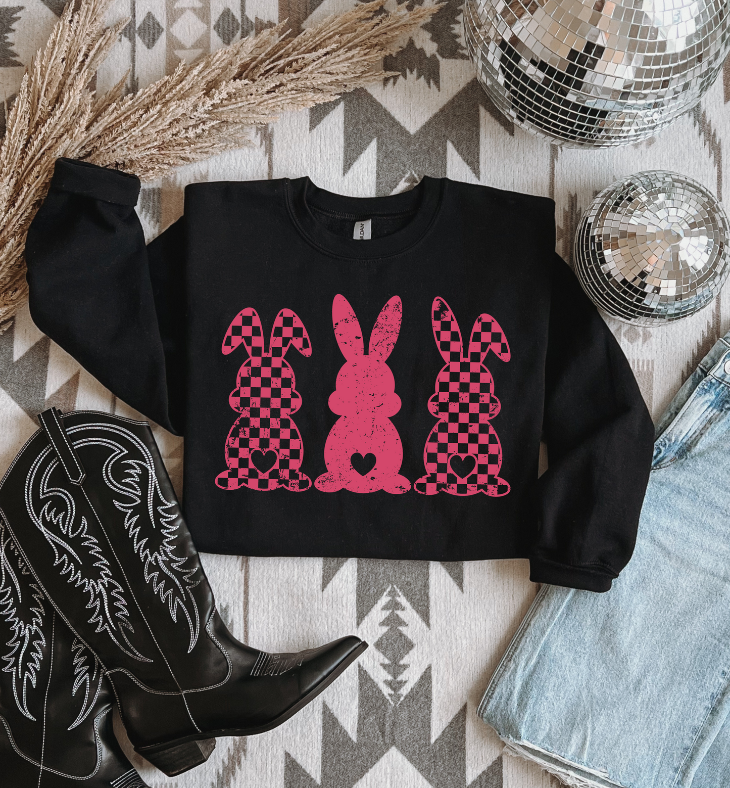 Checkered Bunny Crewneck