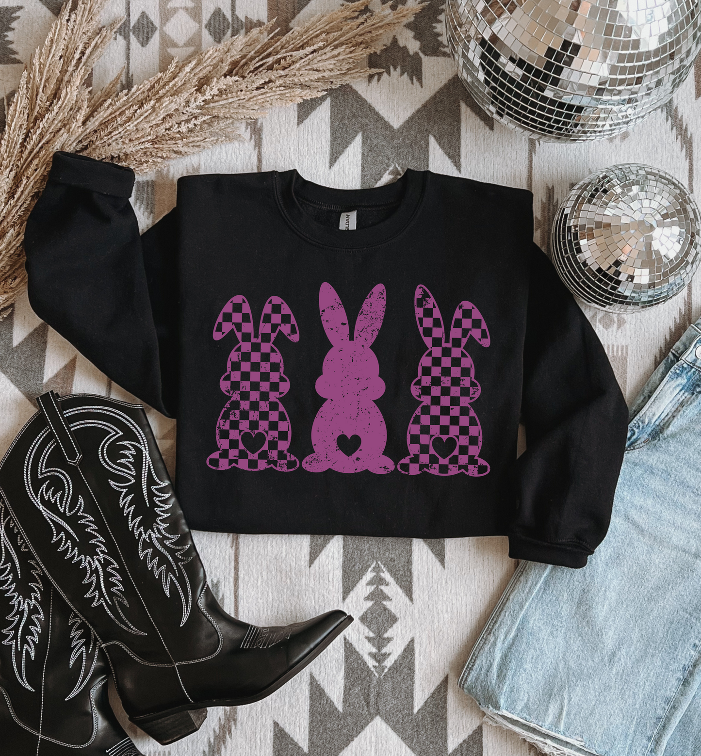Checkered Bunny Crewneck