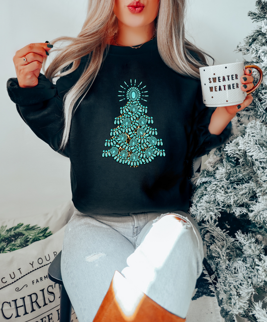 Turquoise Tinsel Crewneck