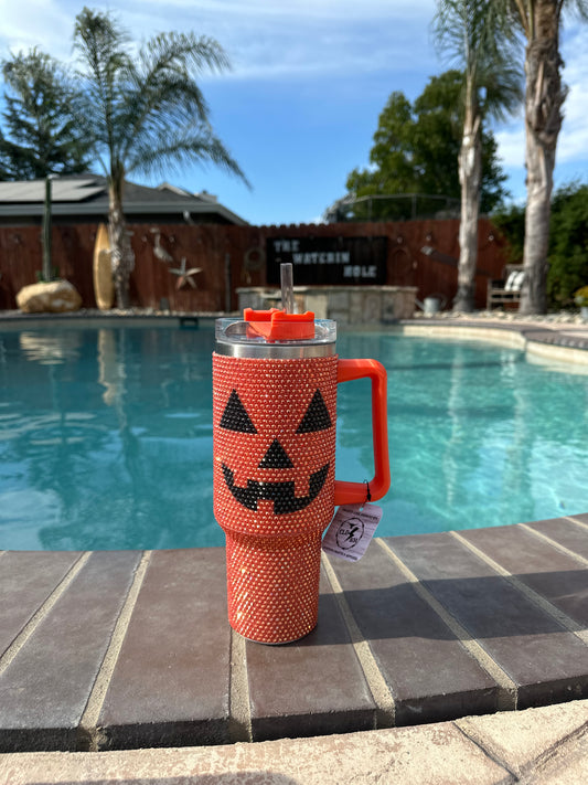 Rhinestone Pumpkin Tumbler