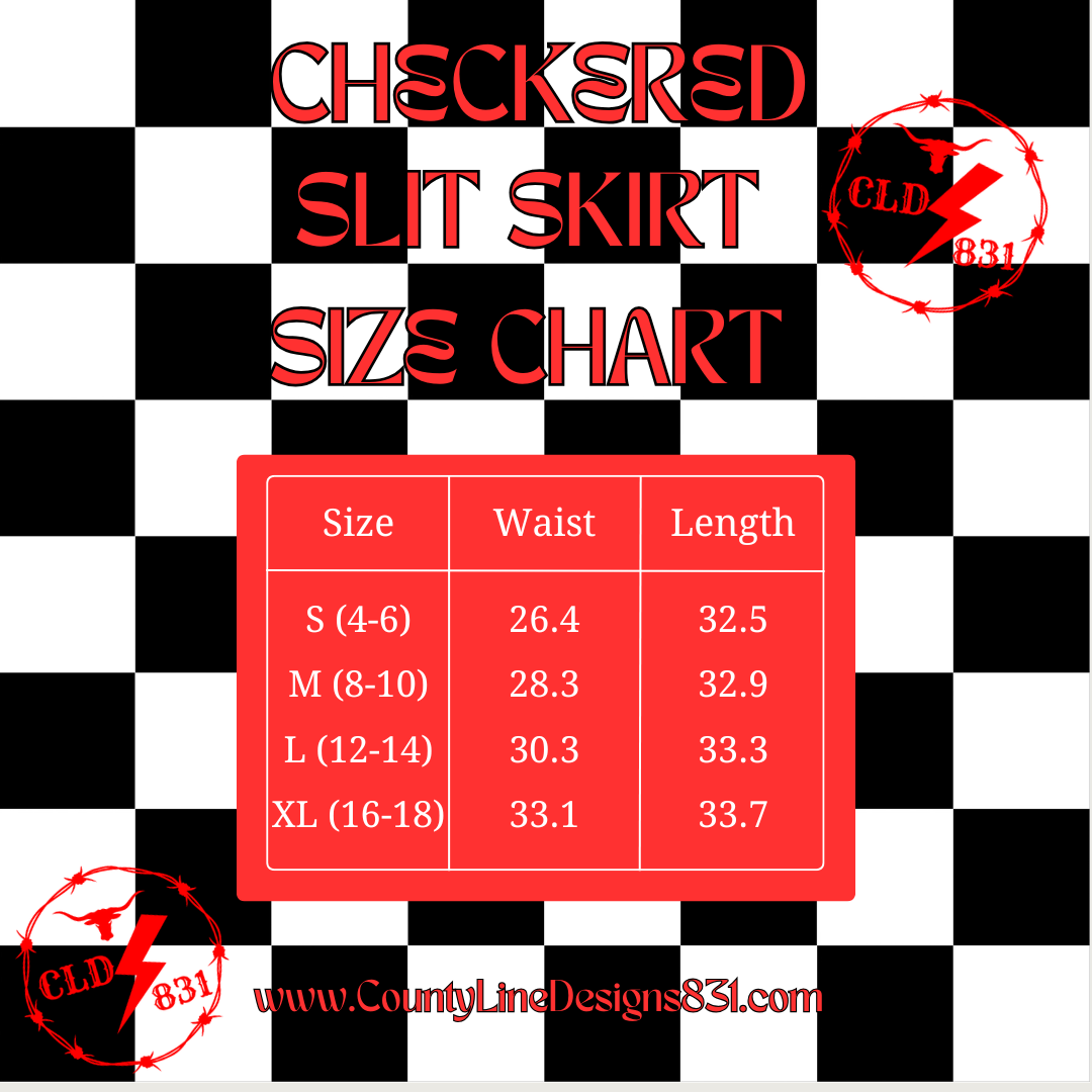 Checkered Slit Skirt
