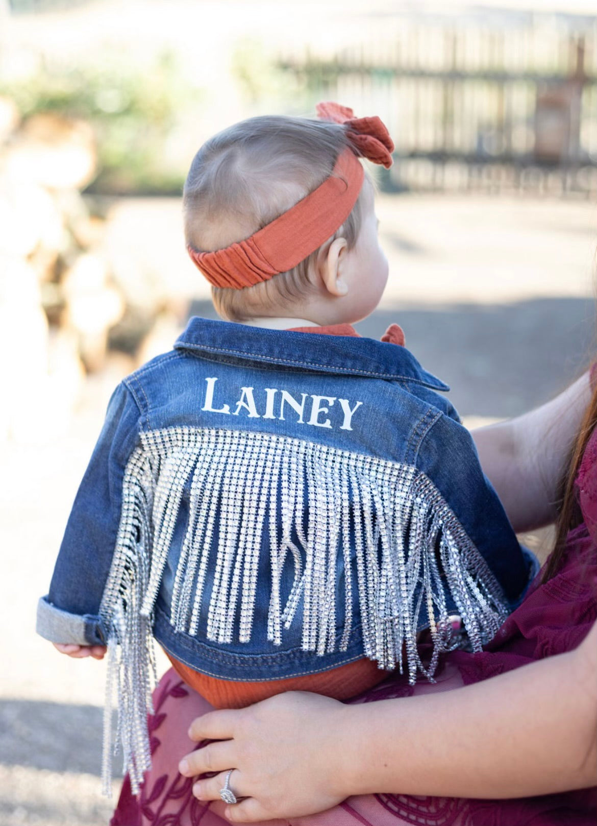 Toddler Rhinestone Fringe Jean Jacket Dark Wash