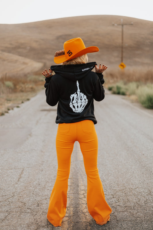 Middle Finger Skeleton Zip Up Hoodie