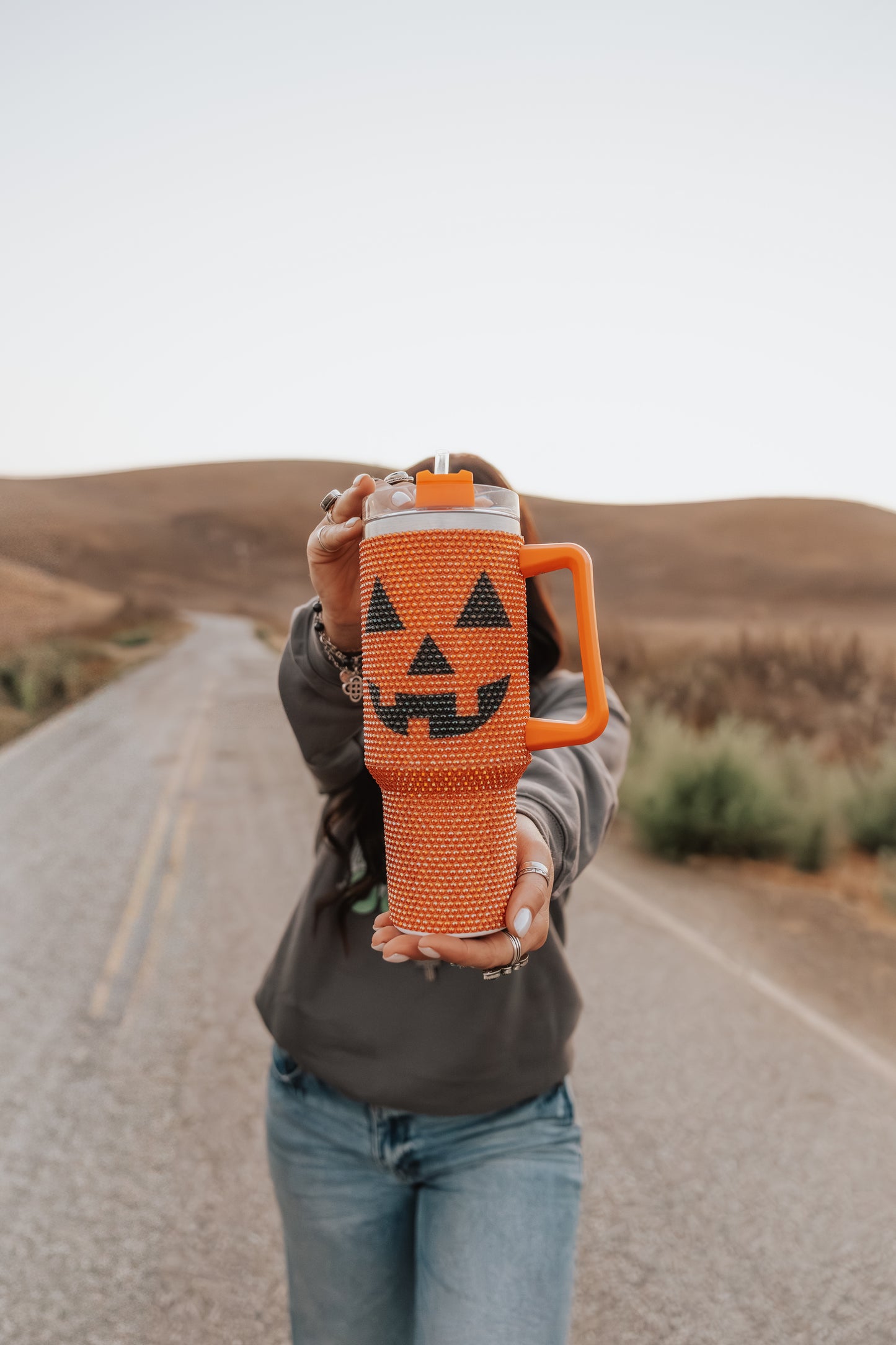 Rhinestone Pumpkin Tumbler