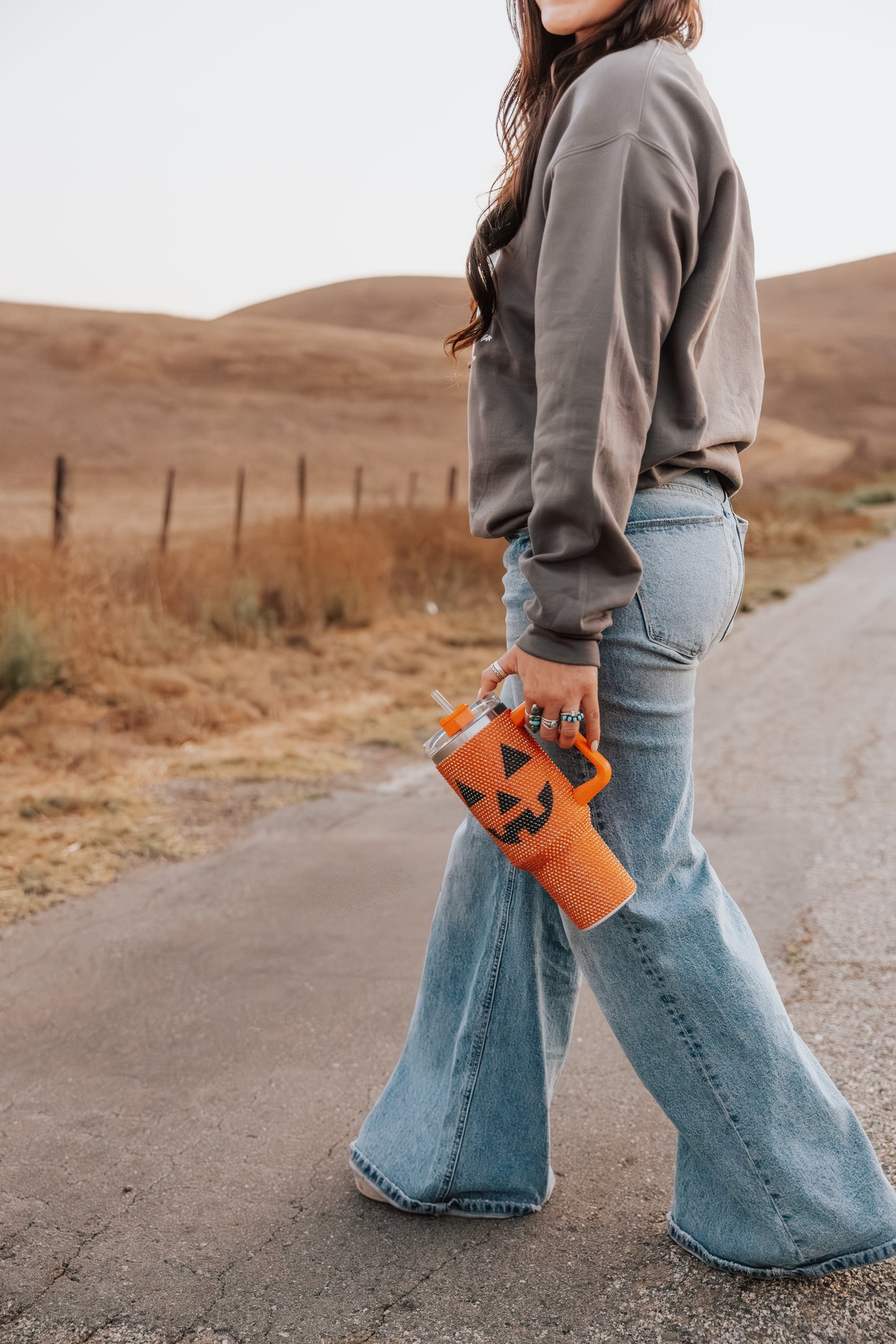 Rhinestone Pumpkin Tumbler