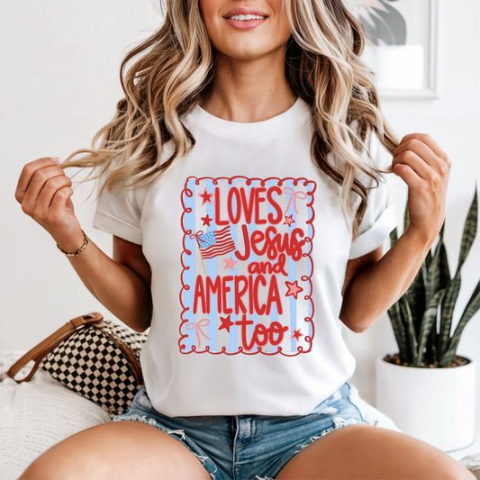 Loves Jesus & America Too Tee