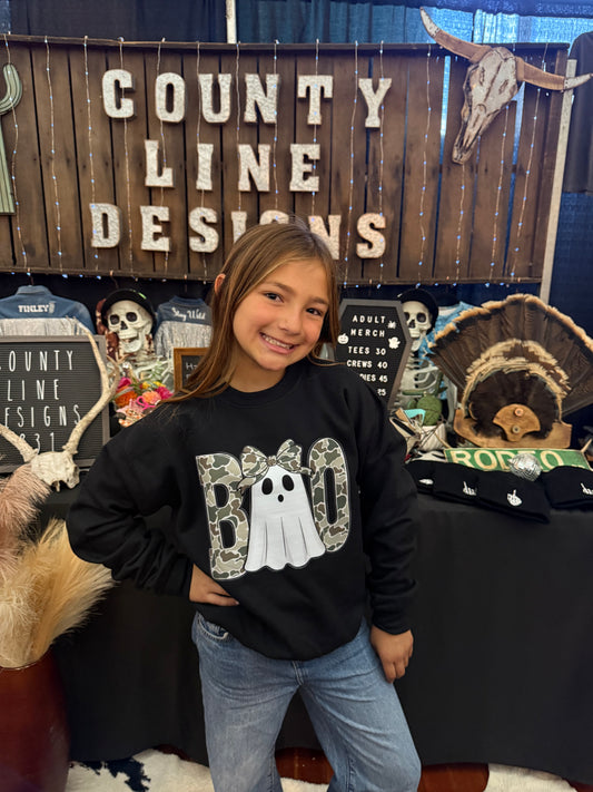 Girlz Camo Boo Crewneck