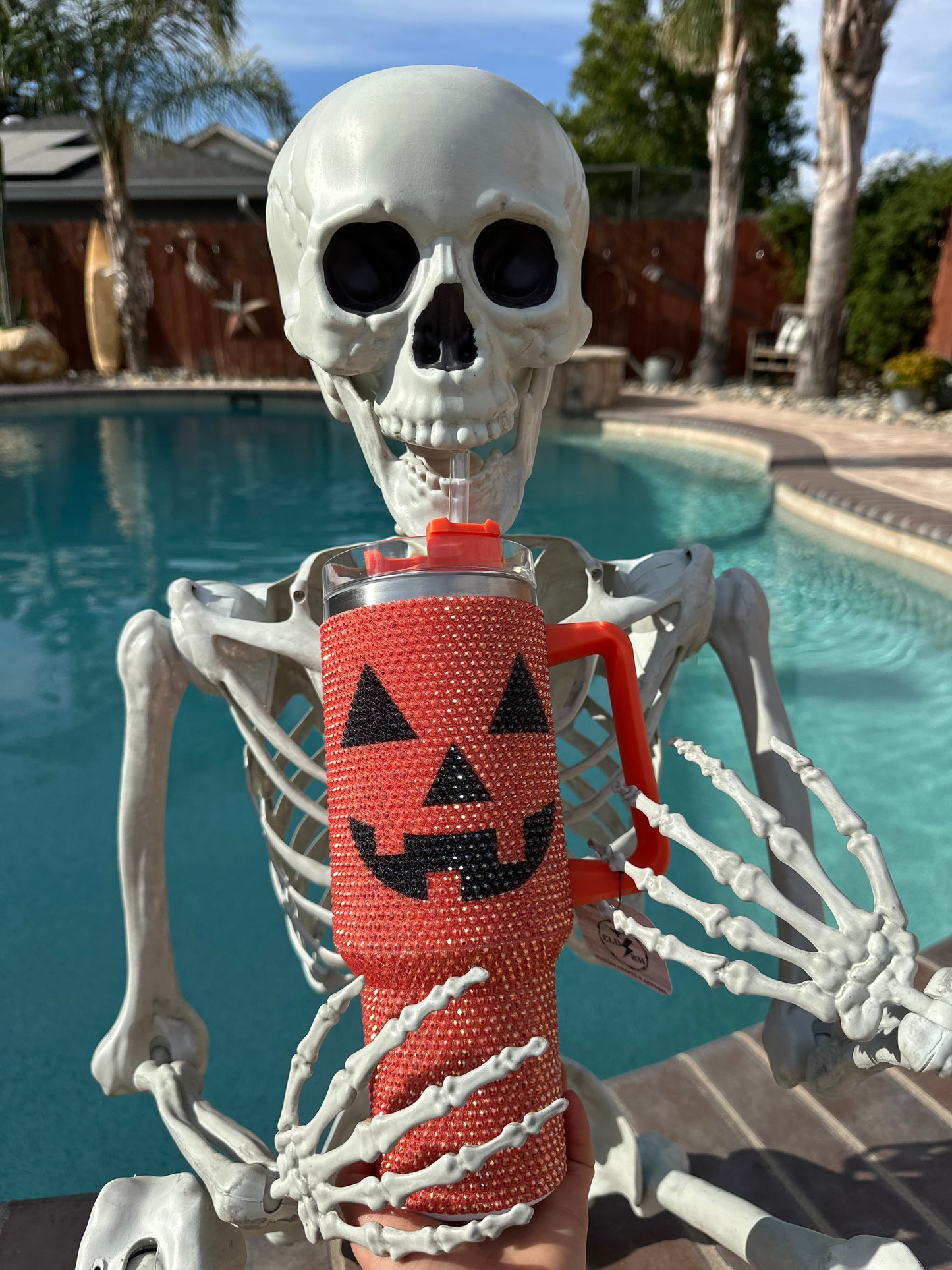 Rhinestone Pumpkin Tumbler