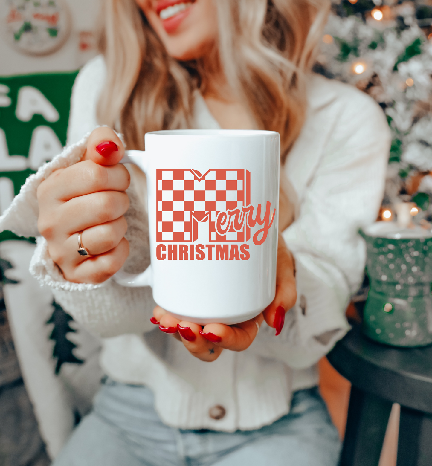 Checkered Christmas Mug