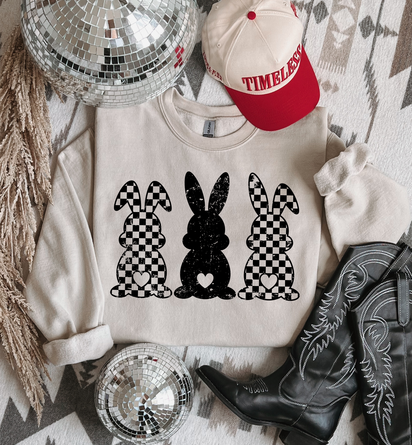 Checkered Bunny Crewneck