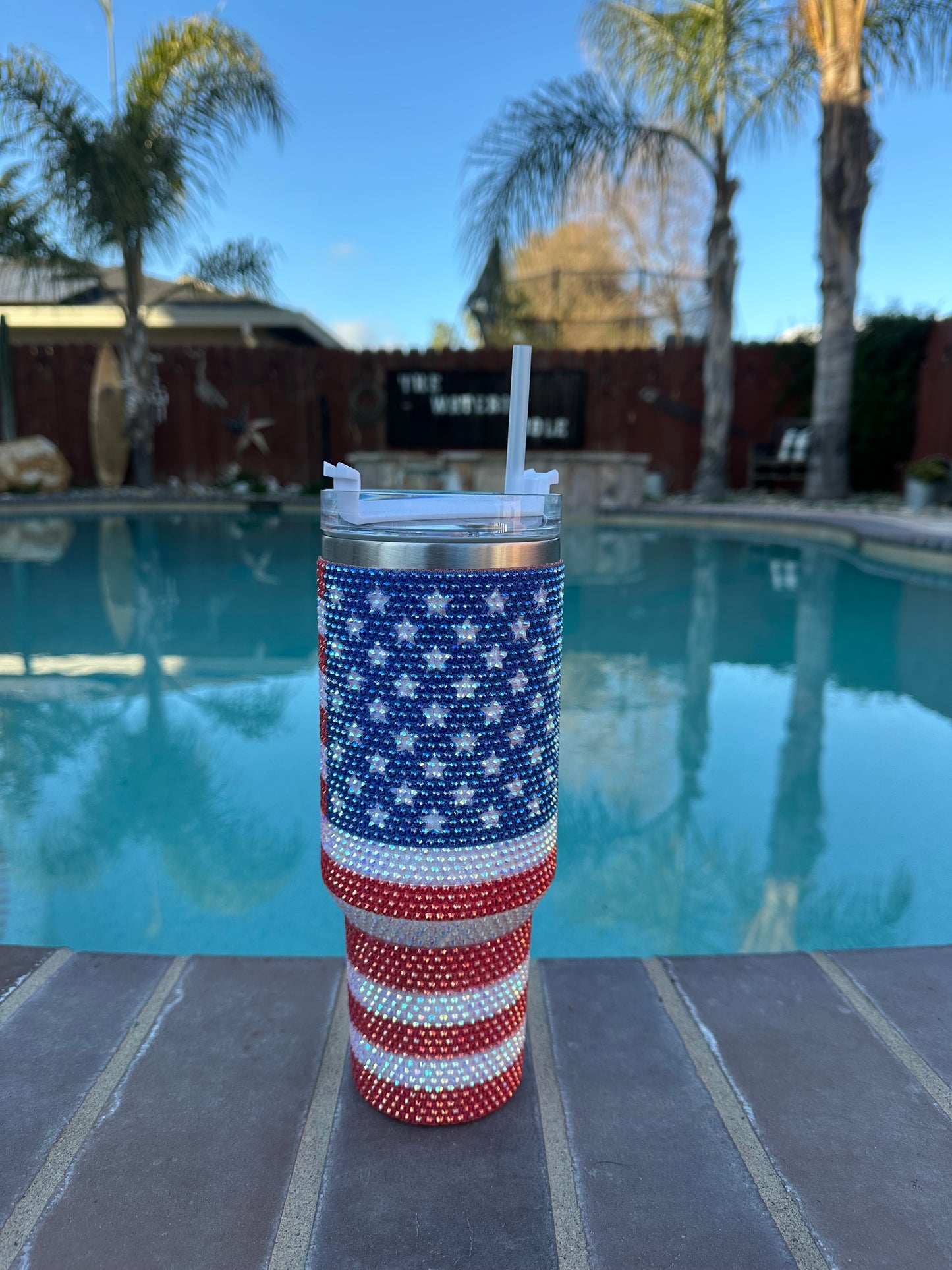 Patriot Rhinestone Tumbler
