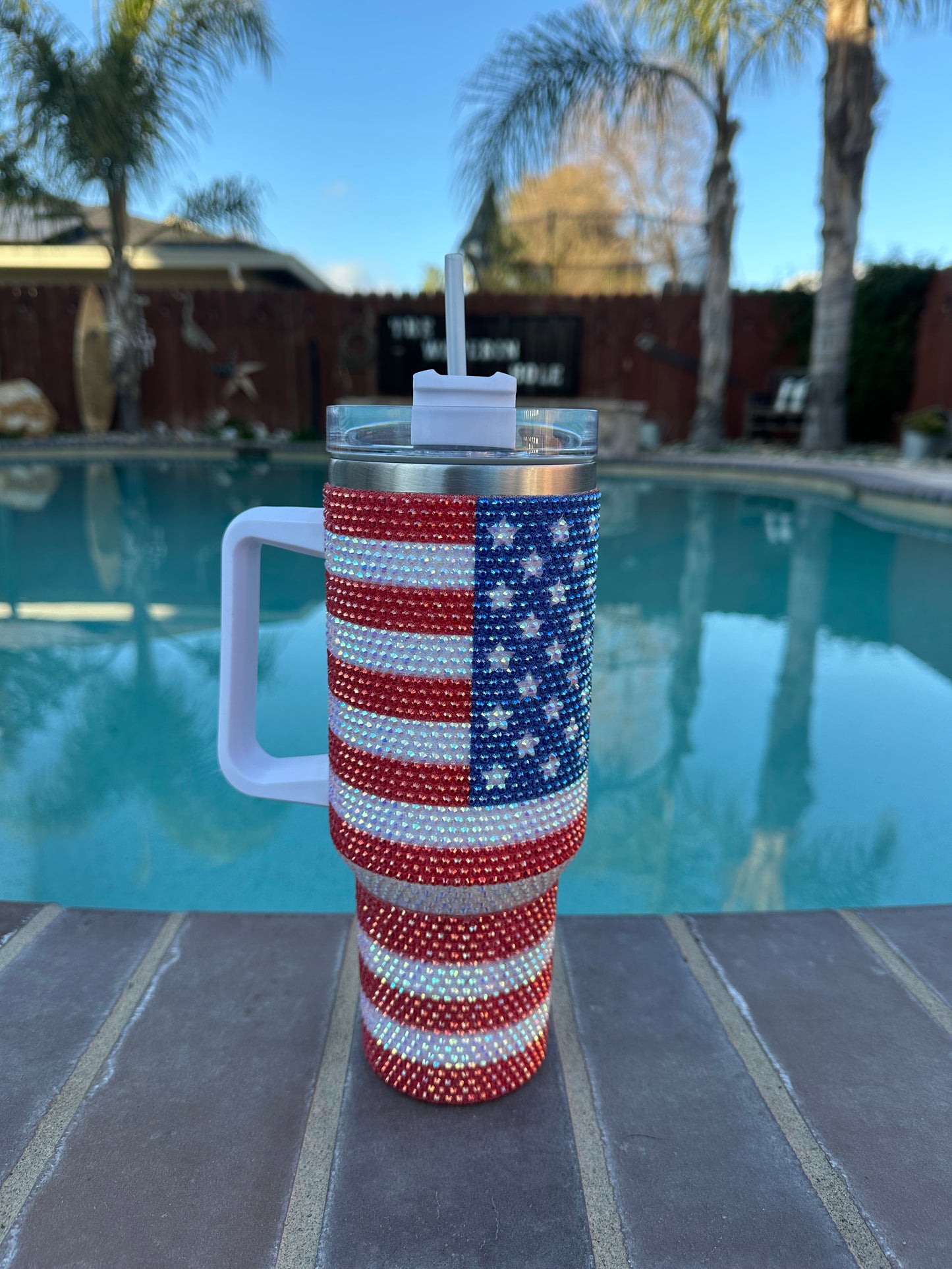 Patriot Rhinestone Tumbler