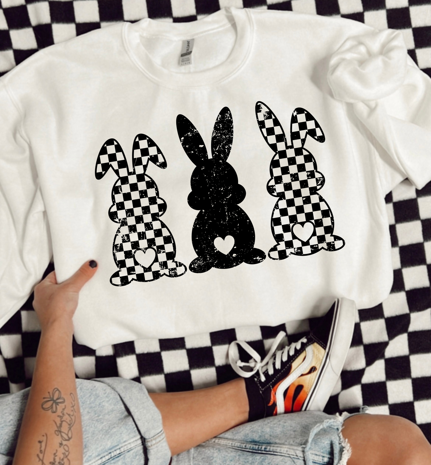 Checkered Bunny Crewneck