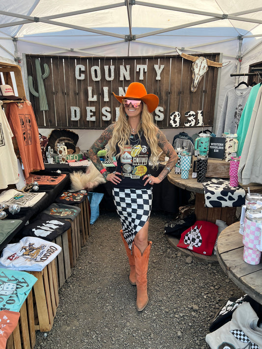 Checkered Slit Skirt