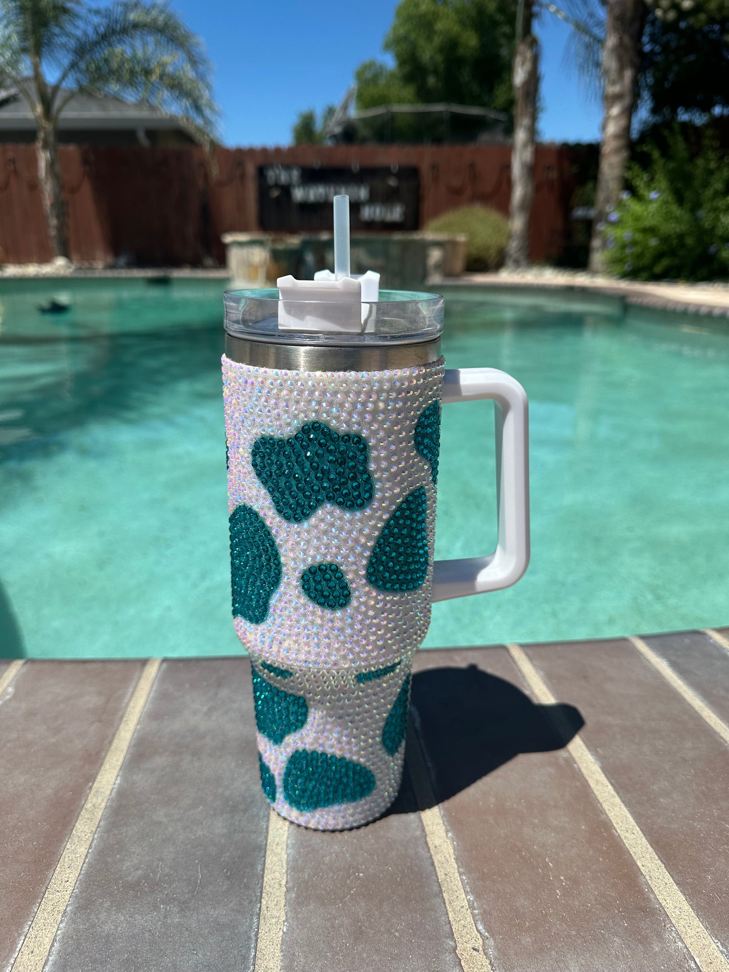 Cowprint Rhinestone Tumbler