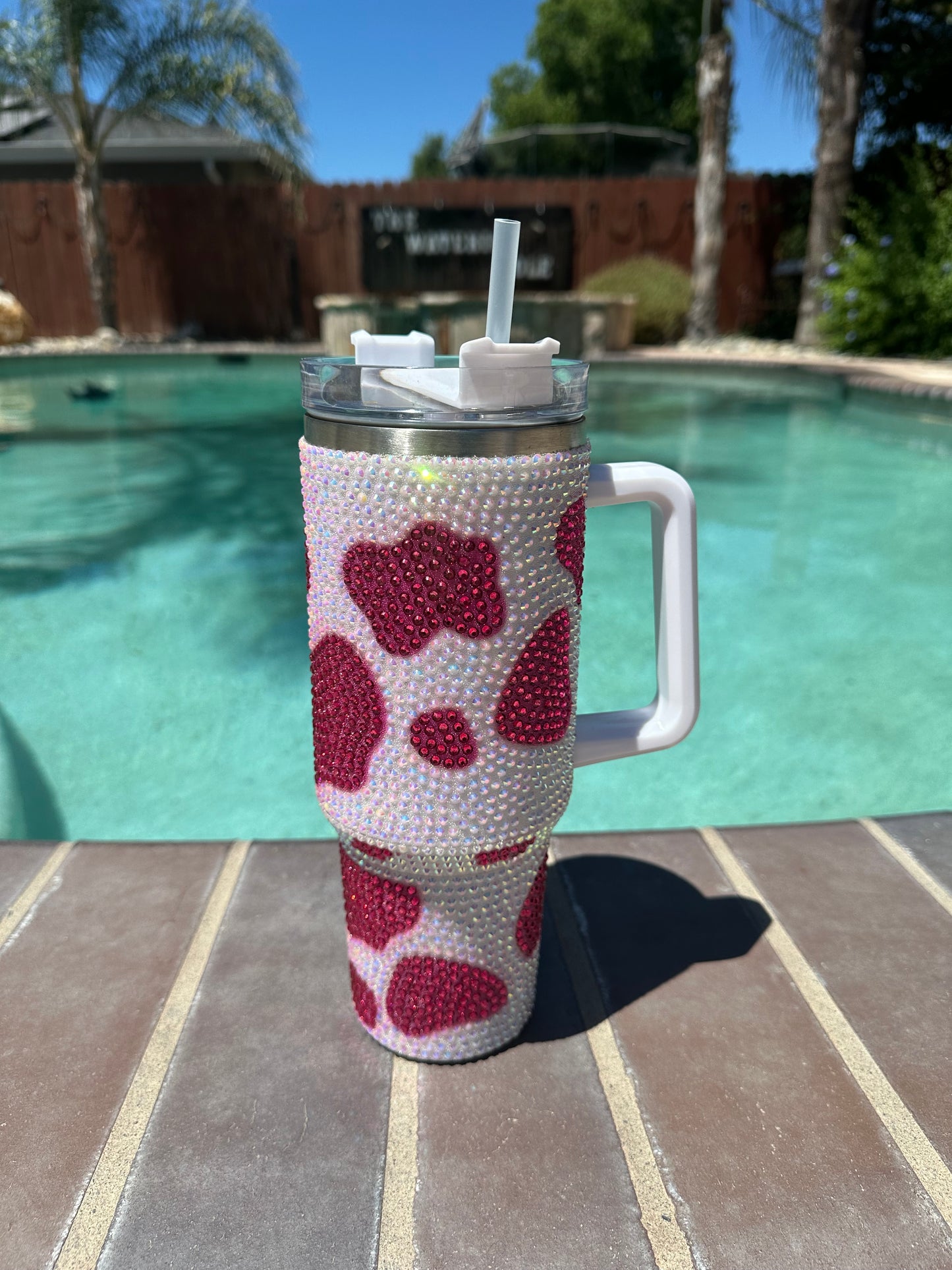 Cowprint Rhinestone Tumbler