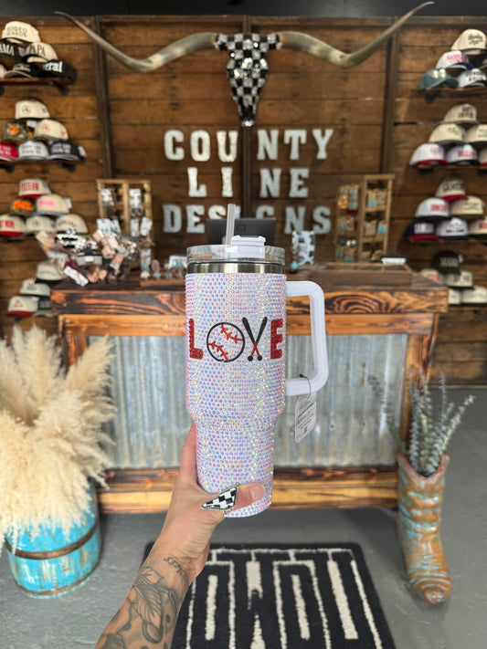 Rhinestone Ballpark Love Tumbler