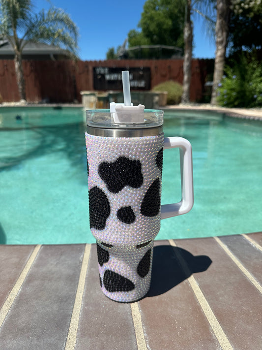 Cowprint Rhinestone Tumbler