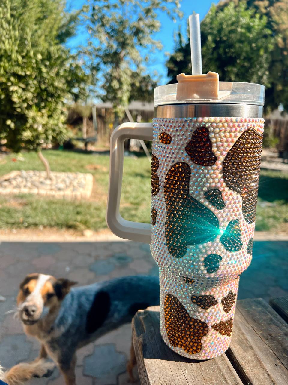 Cowprint Rhinestone Tumbler