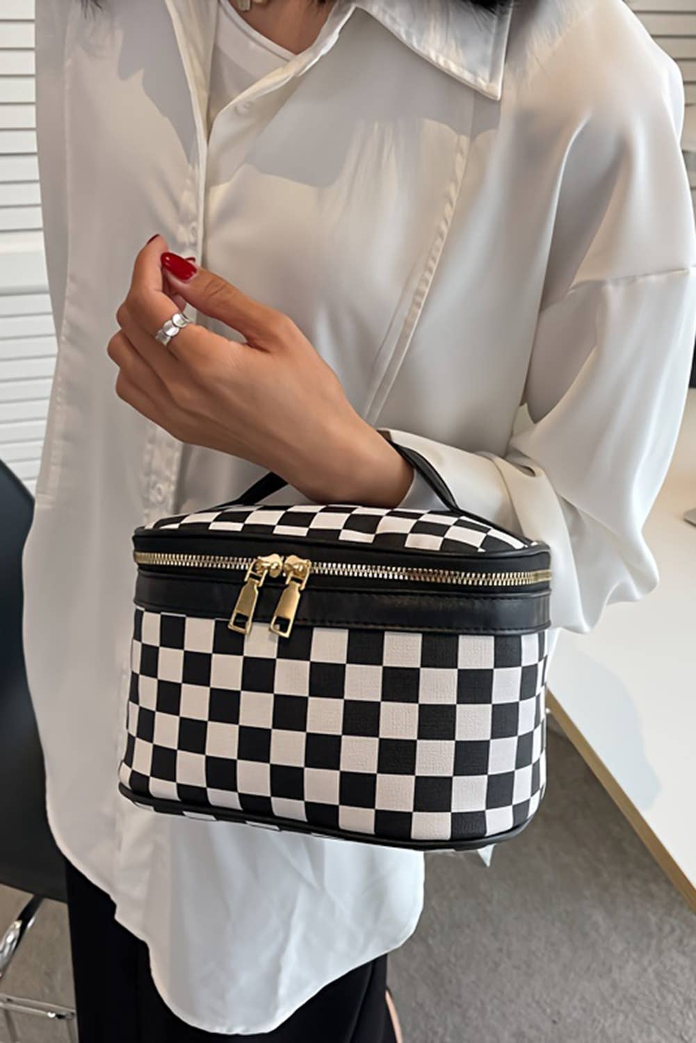 Checkered Makeup Bag