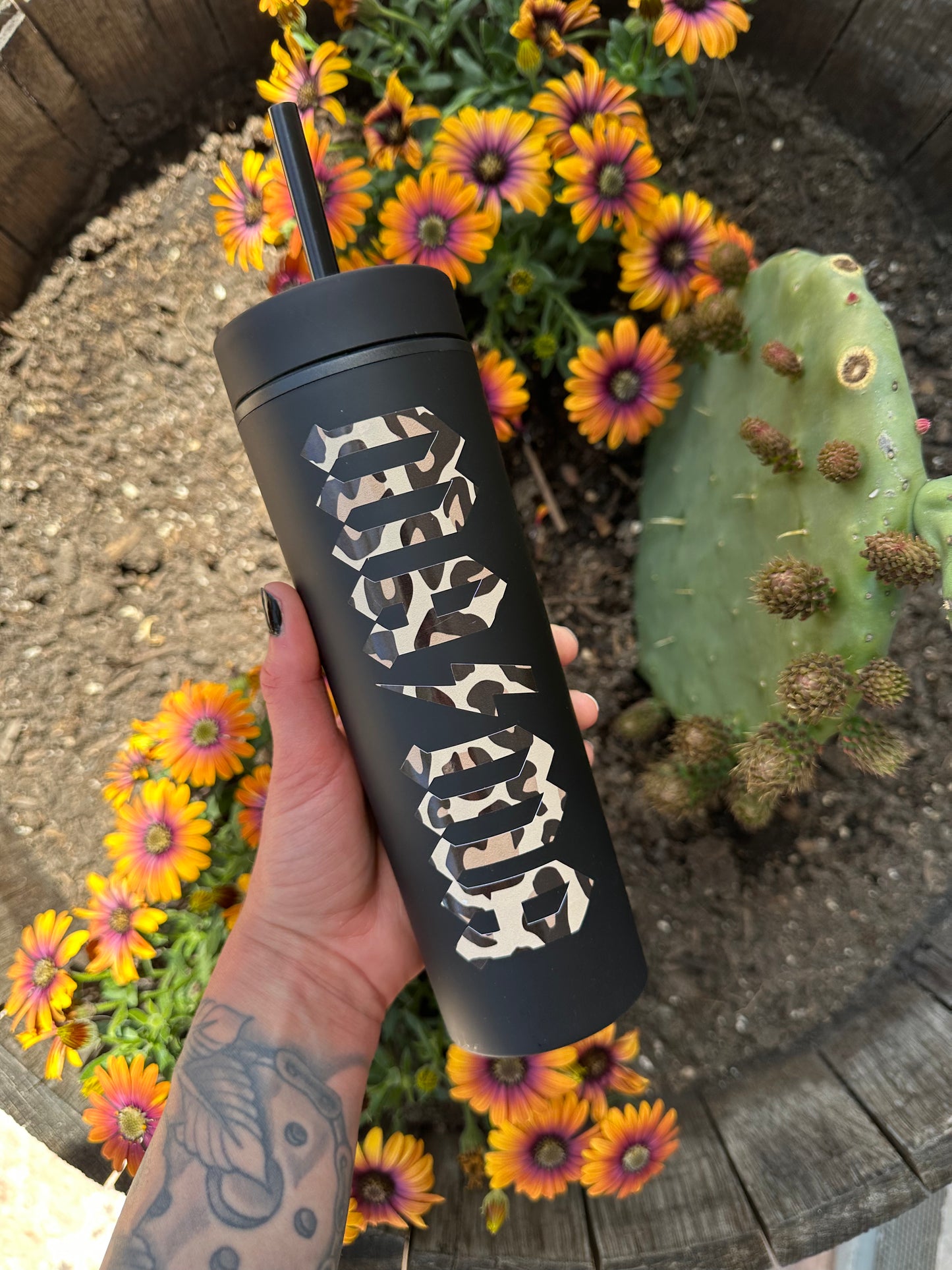 Mama Leopard Skinny Tumbler