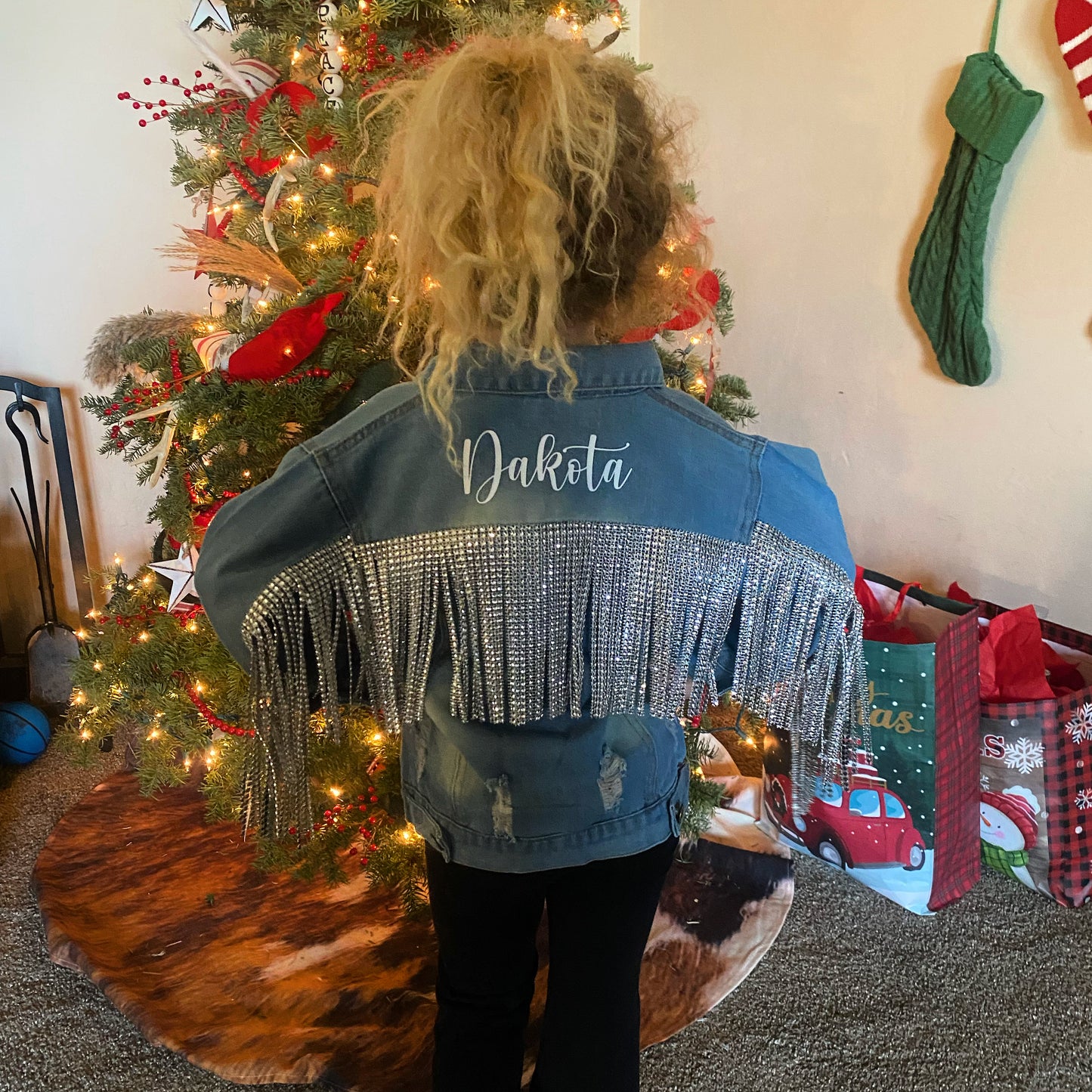 Toddler Distressed Rhinestone Fringe Jean Jacket