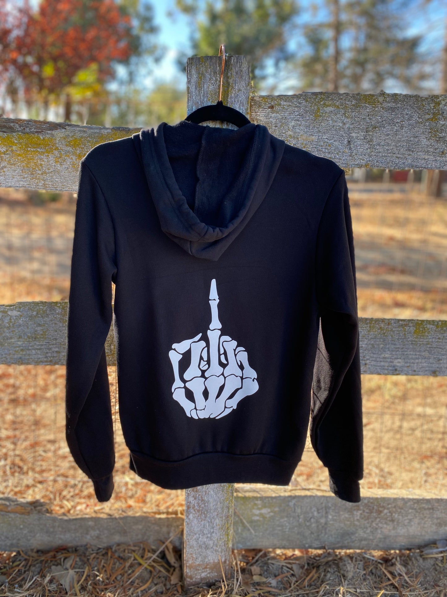 Middle Finger Skeleton Zip Up Hoodie