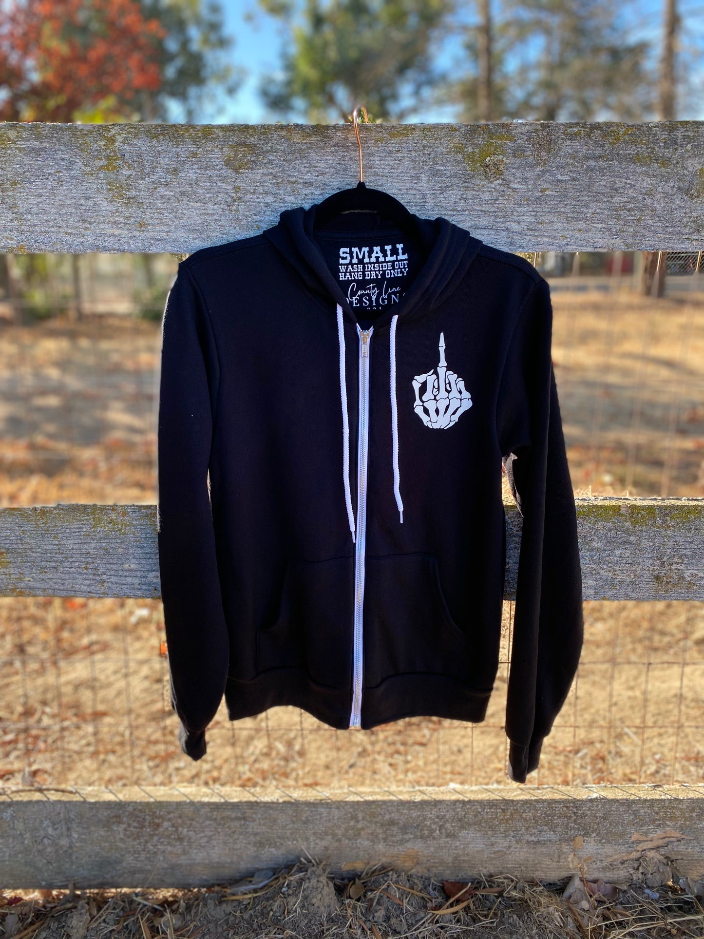 Middle Finger Skeleton Zip Up Hoodie
