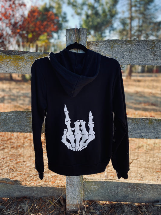 Rock On Skeleton Zip Up Hoodie