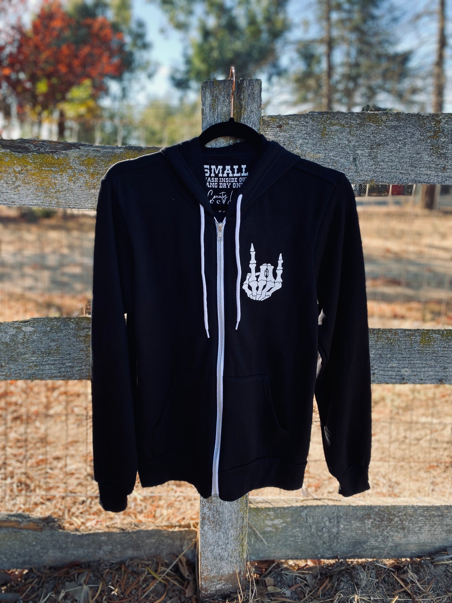 Rock On Skeleton Zip Up Hoodie
