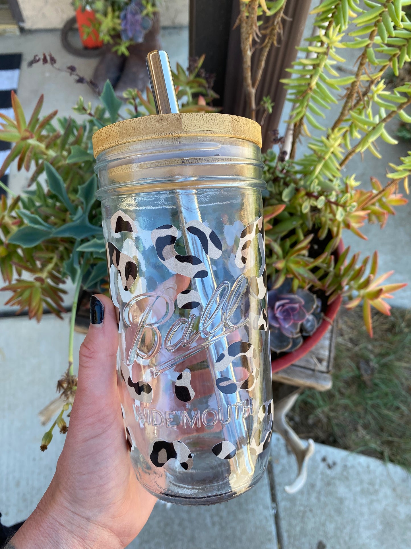 Leopard Glass Tumbler