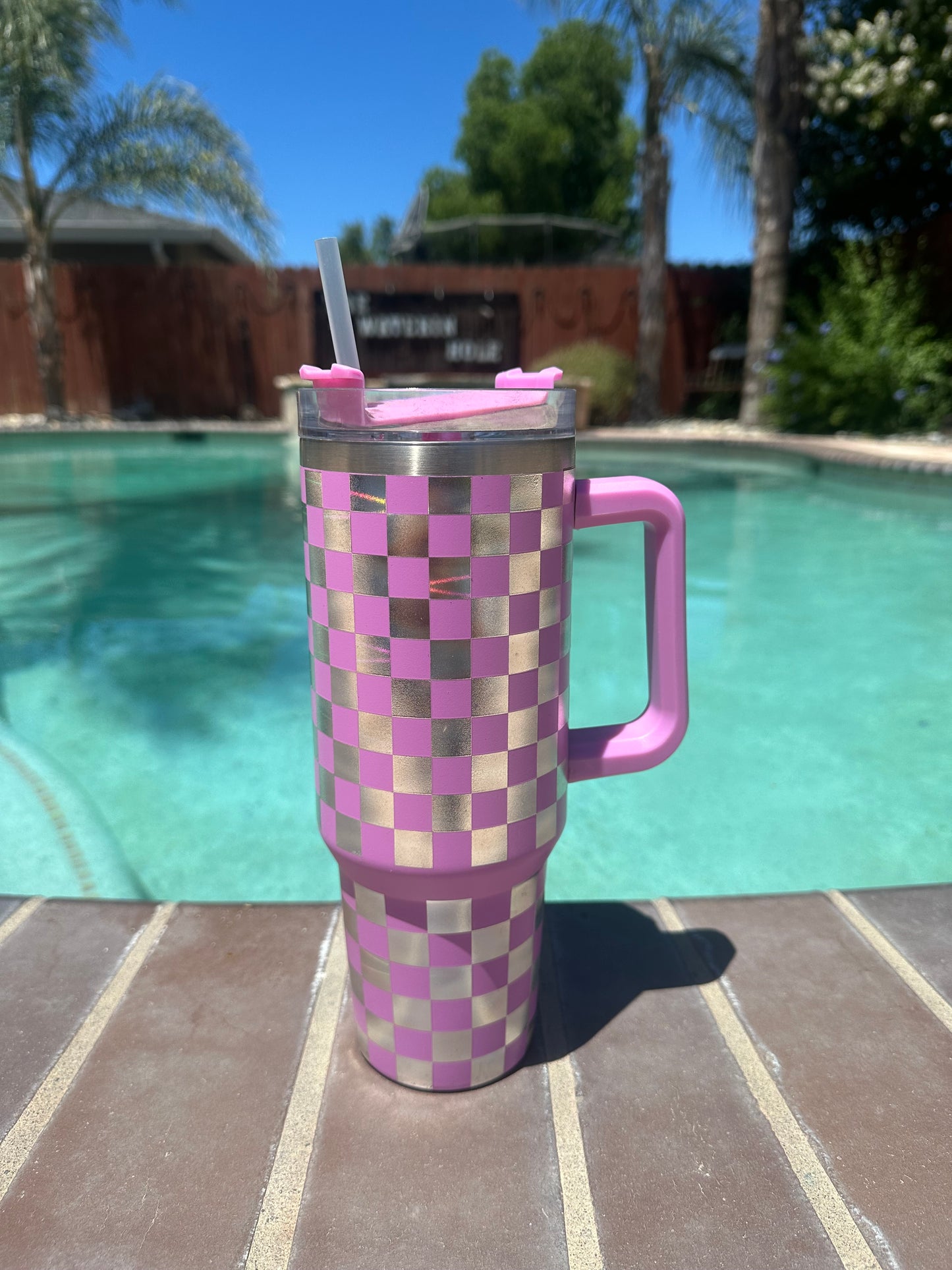 Checkered Engraved Tumbler