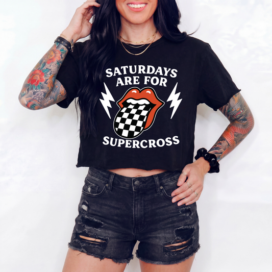 Saturdays Are For Supercross Crop Top