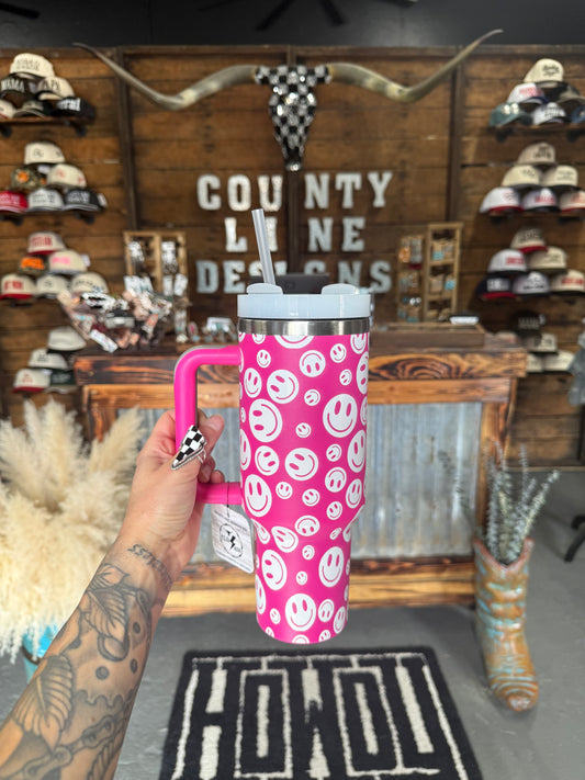 Pink Smiley Tumbler