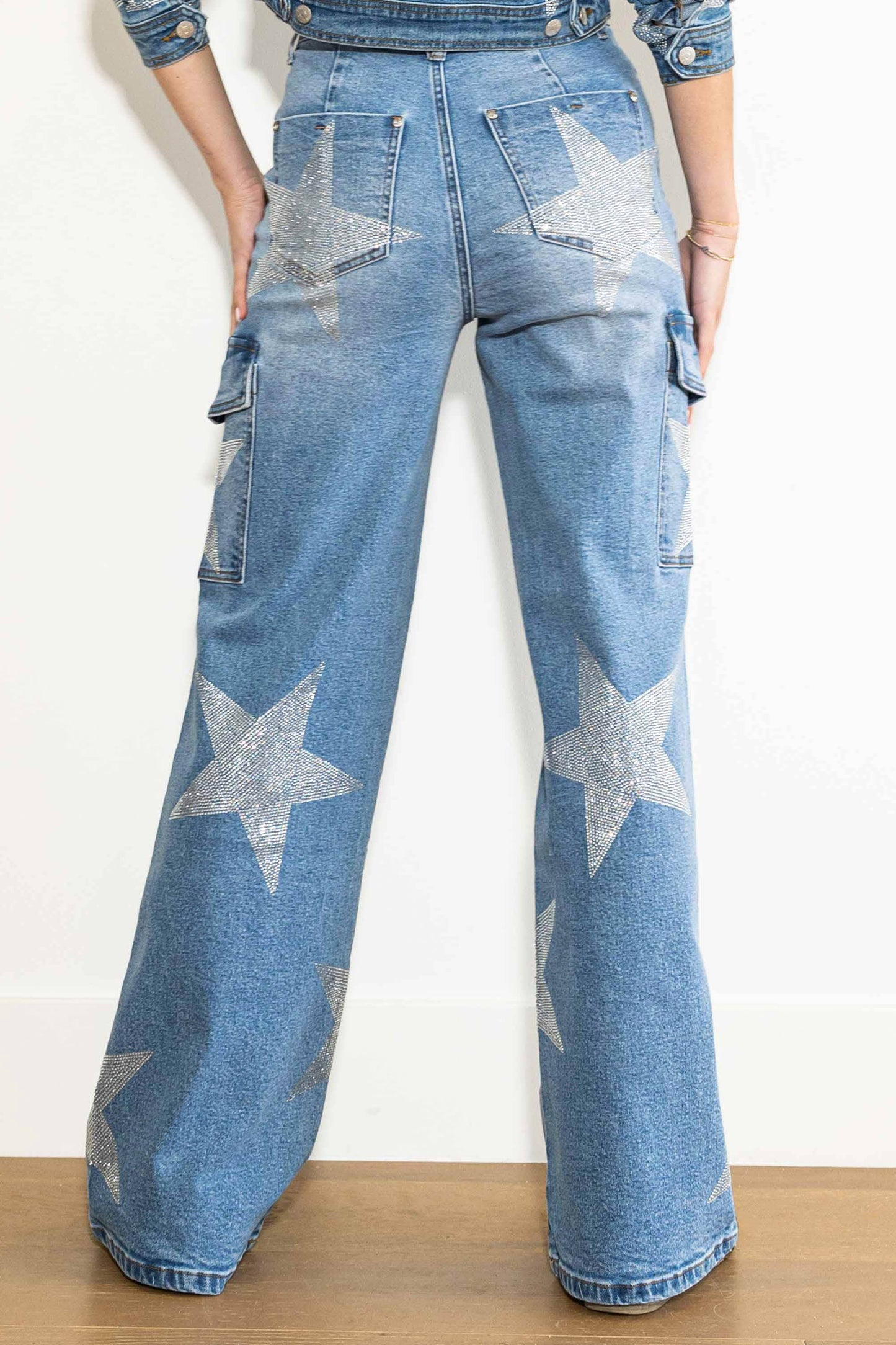 Rhinestone Cargo Jeans