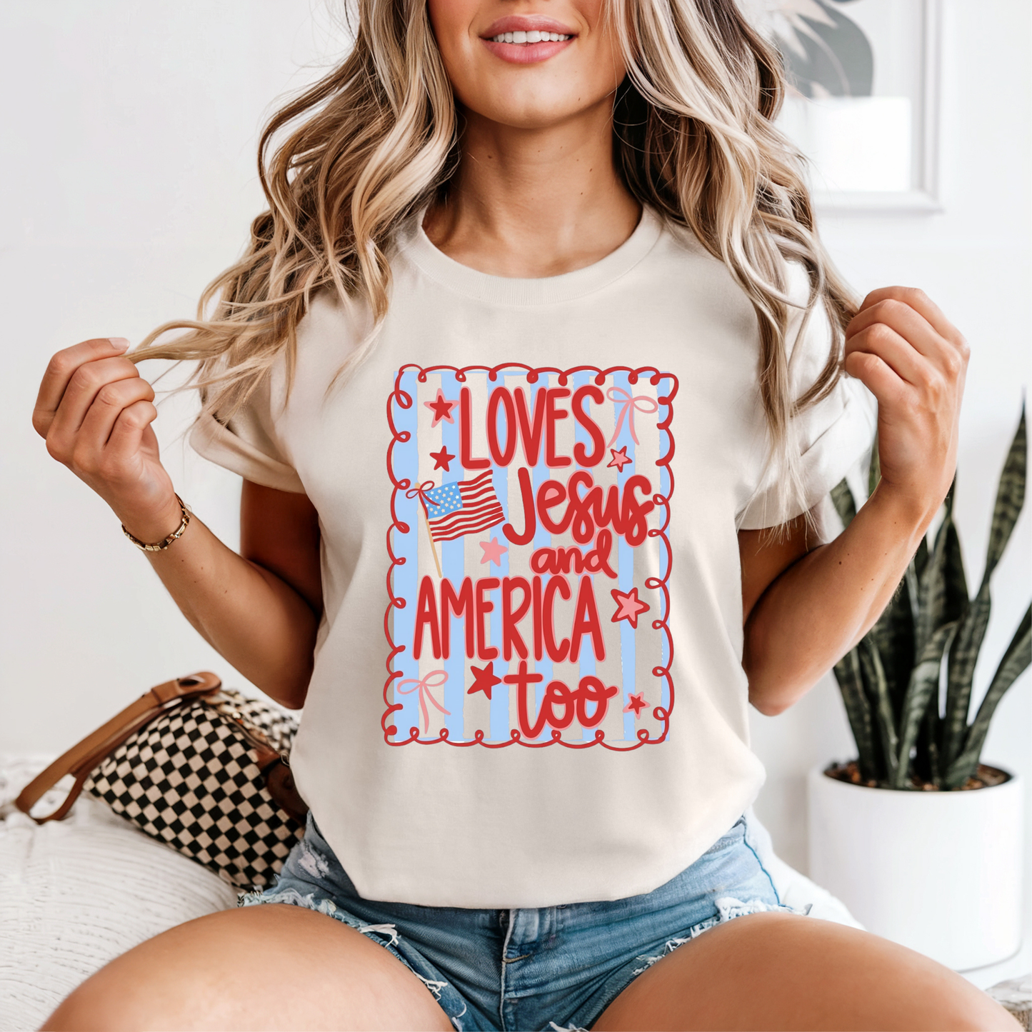 Loves Jesus & America Too Tee