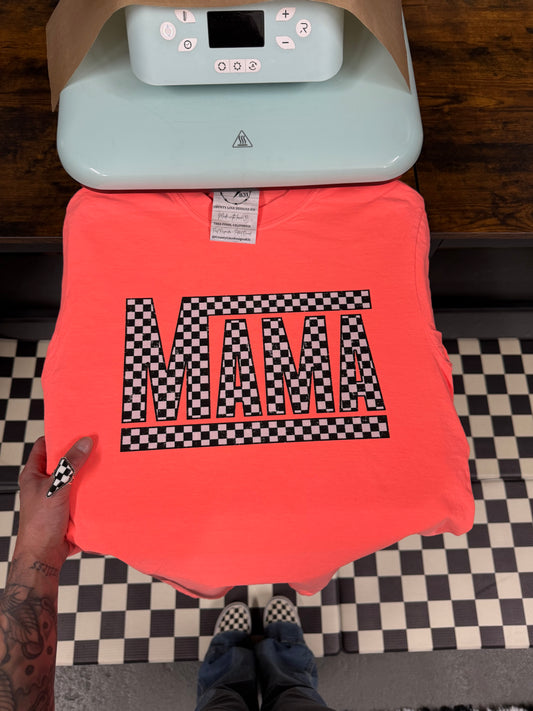 Checkered Mama Tee