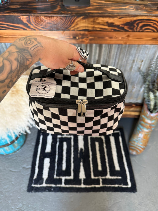 Checkered Makeup Bag