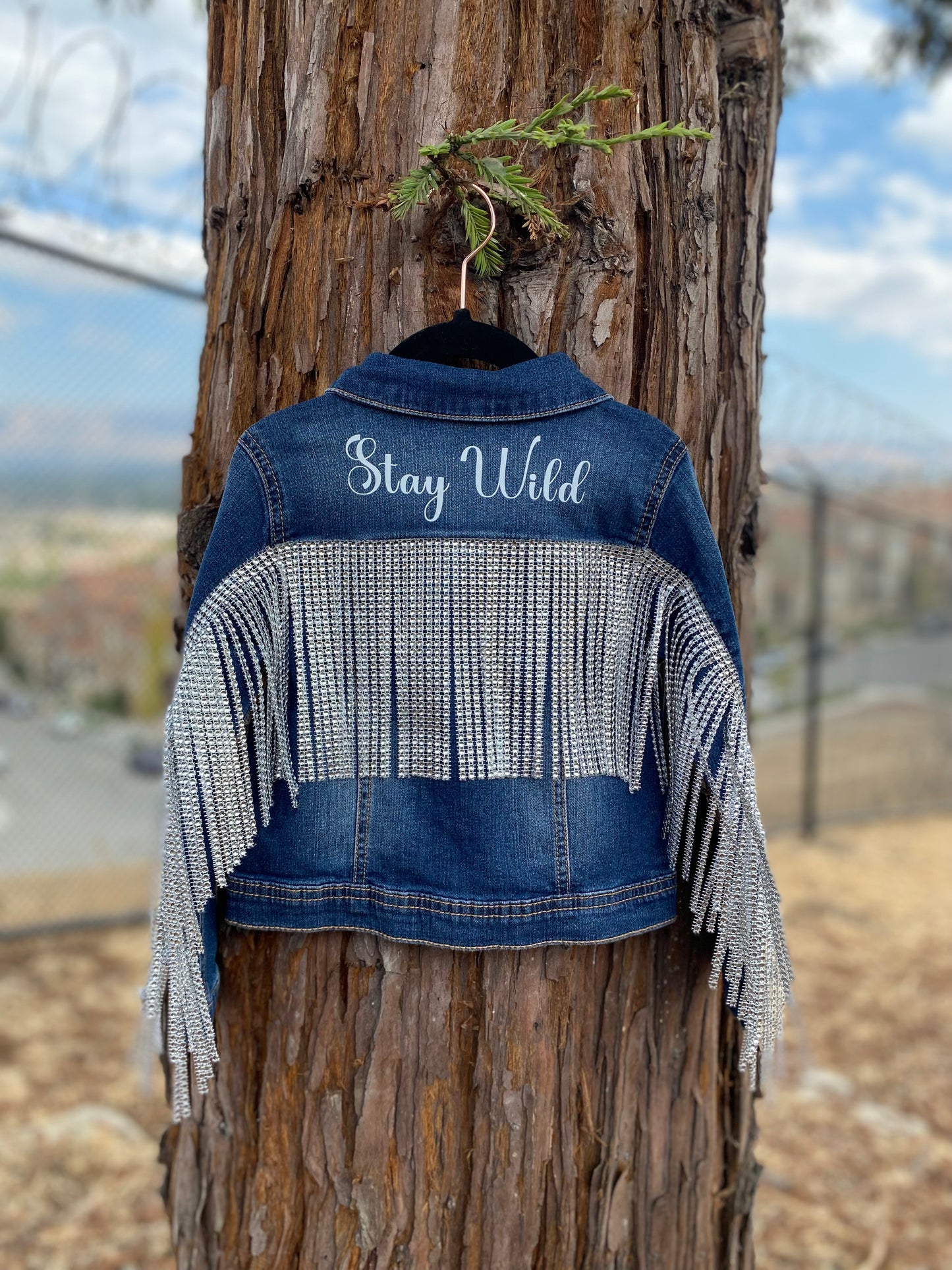 Toddler Stay Wild Rhinestone Fringe Jean Jacket