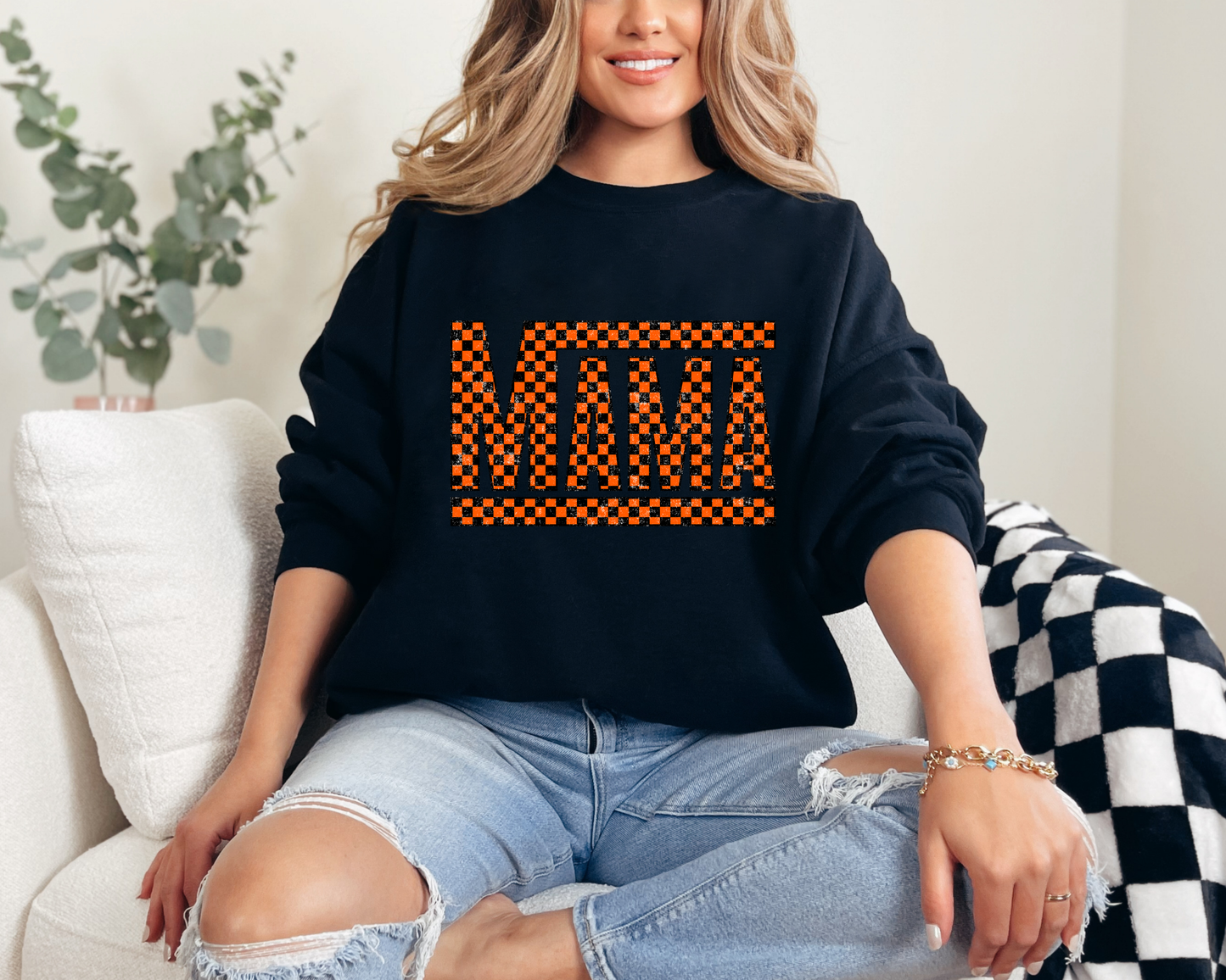 Checkered Mama Crewneck