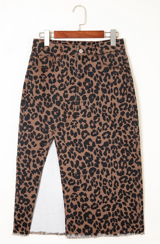 Leopard Slit Skirt