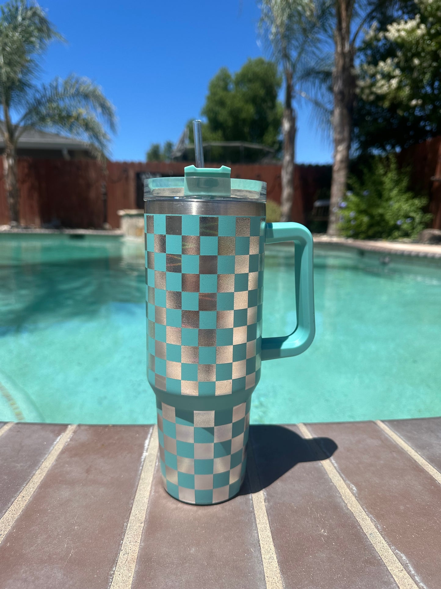 Checkered Engraved Tumbler