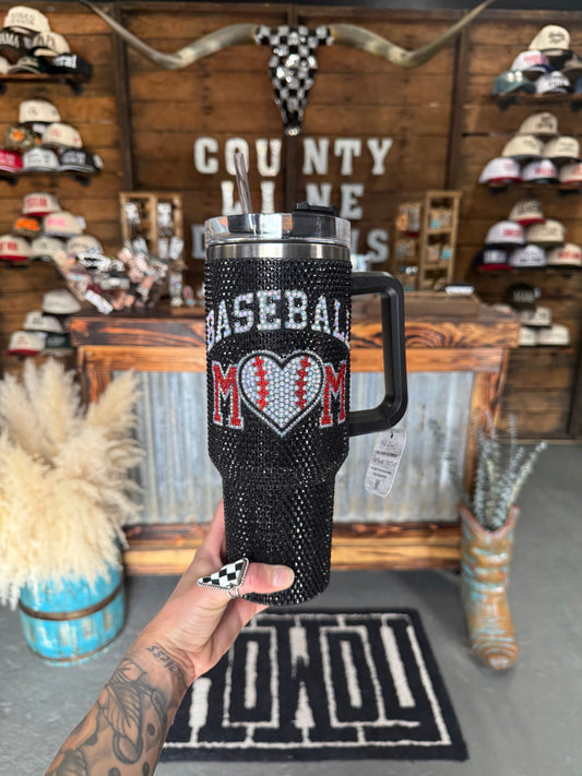 Rhinestone Ballpark Mama Tumbler