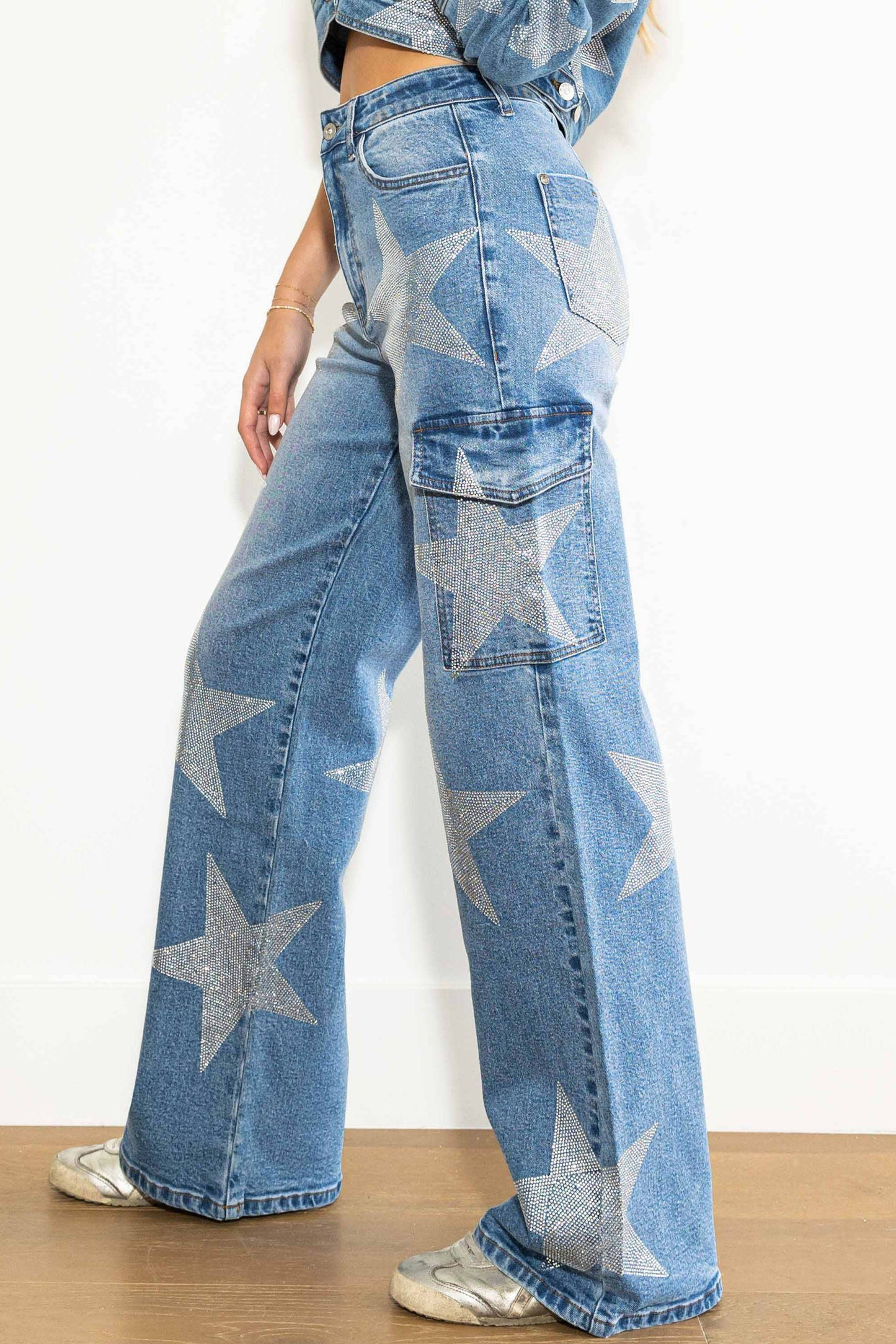Rhinestone Cargo Jeans