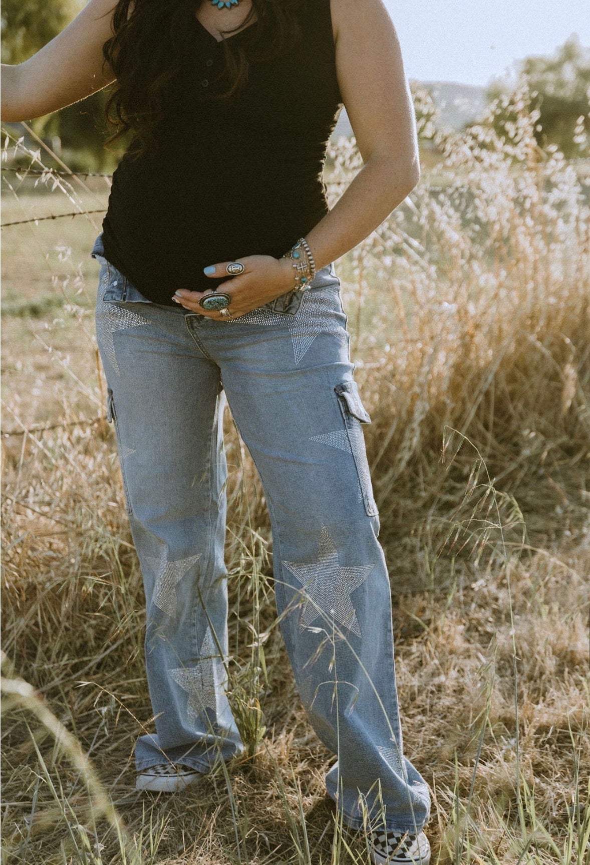 Rhinestone Cargo Jeans