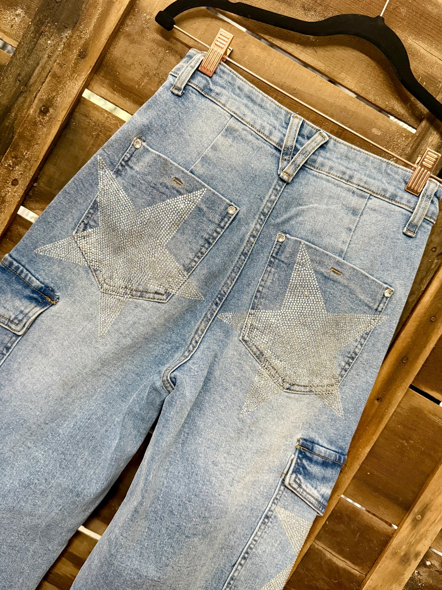 Rhinestone Cargo Jeans