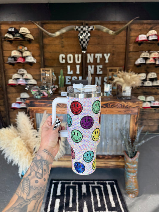 Rhinestone Smiley Tumbler