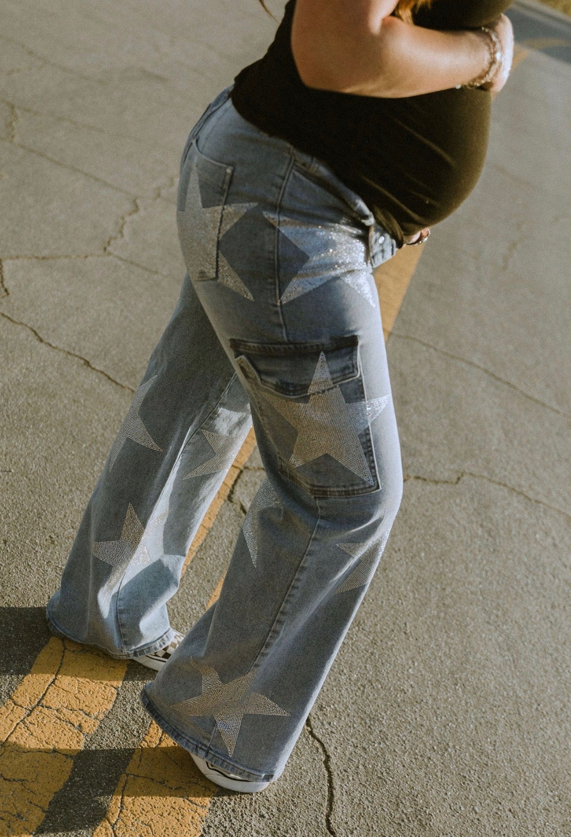 Rhinestone Cargo Jeans